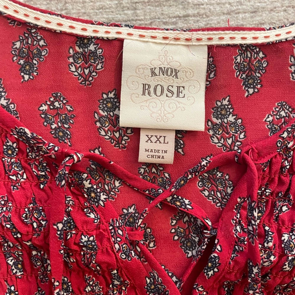 Knox Rose Red Paisley Sleeveless Top Size XXL - Picture 2 of 3